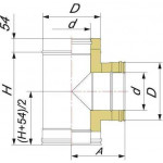 Чертеж Тройник DTRH 90° (Вулкан)