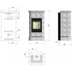 Чертеж Печь BLANKA 8 kW stove крем (Kratki)