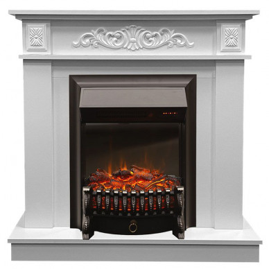 Электрокамин Афродита с очагом Fobos Lux / Majestic Lux Белый (RealFlame)