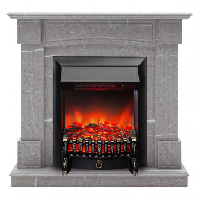 Электрокамин Andrea с очагом Fobos Lux / Majestic Lux Серый мрамор (RealFlame) 