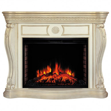 Электрокамин Barcelona с очагом Aquamarine 33 Белый дуб (RealFlame)