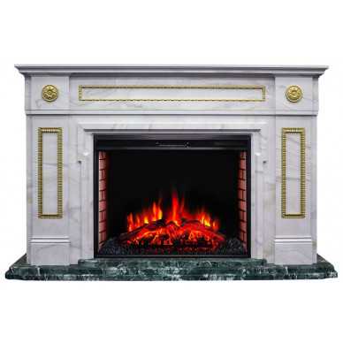 Электрокамин President 33 с очагом Aquamarine 33 Мрамор (RealFlame)