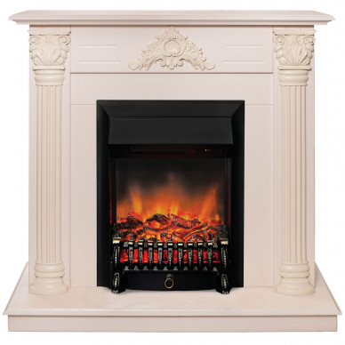 Электрокамин Stefania с очагом Fobos Lux / Majestic Lux Айвори (RealFlame) 