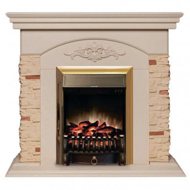 Электрокамин Neapolis с очагом Fobos Lux / Majestic Lux Айвори (RealFlame)