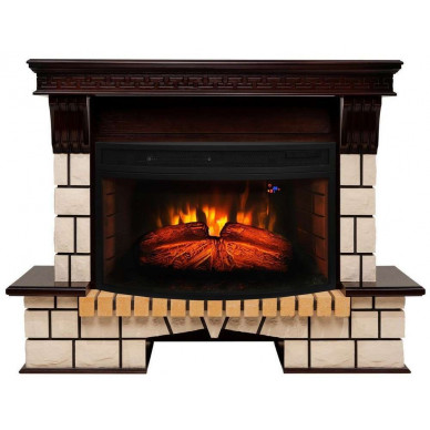 Электрокамин Stone 33W с очагом Firespace 33W S IR Античный дуб (RealFlame)