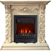 Электрокамин Adriana с очагом Aspen Black / Brass Слоновая кость (RoyalFlame)