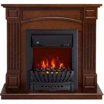 Электрокамин Boston с очагом Aspen Black / Brass Темный дуб (RoyalFlame)