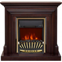 Электрокамин Bradford с очагом Aspen Black / Brass Темный дуб (RoyalFlame)