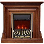 Электрокамин Bradford с очагом Aspen Black / Brass Орех (RoyalFlame)