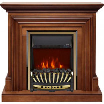 Электрокамин Bradford с очагом Aspen Black / Brass Орех (RoyalFlame)