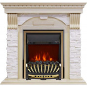 Электрокамин Dublin сланец крем с очагом Aspen Black / Brass Слоновая кость (RoyalFlame)