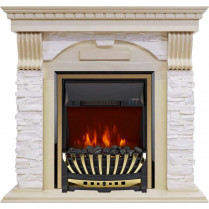 Электрокамин Dublin сланец крем с очагом Aspen Black / Brass Слоновая кость (RoyalFlame)