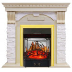 Majestic  золото Электрокамин Dublin сланец крем с очагом Fobos FX M / Majestic FX M Слоновая кость (RoyalFlame)