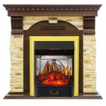 Majestic  золото Электрокамин Dublin угловой сланец с очагом Fobos FX M / Majestic FX M Темный дуб (RoyalFlame)