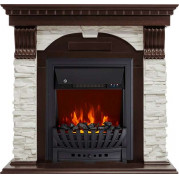 Электрокамин Dublin сланец белый с очагом Aspen Black / Brass Темный дуб (RoyalFlame)