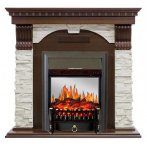 Электрокамин Dublin сланец белый с очагом Fobos FX M / Majestic FX M Темный дуб (RoyalFlame)