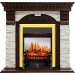 Fobos золото Электрокамин Dublin сланец белый с очагом Fobos FX M / Majestic FX M Темный дуб (RoyalFlame)