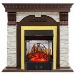 Majestic  золото Электрокамин Dublin сланец белый с очагом Fobos FX M / Majestic FX M Темный дуб (RoyalFlame)