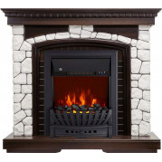 Электрокамин Glasgow с очагом Aspen Black / Brass Темный дуб (RoyalFlame)