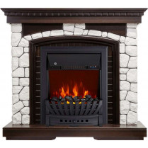 Электрокамин Glasgow с очагом Aspen Black / Brass Темный дуб (RoyalFlame)