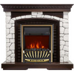 Aspen золото Электрокамин Glasgow с очагом Aspen Black / Brass Темный дуб (RoyalFlame)