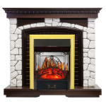 Majestic  золото Электрокамин Glasgow с очагом Fobos FX M / Majestic FX M Темный дуб (RoyalFlame)