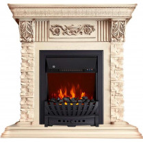 Электрокамин Luxemburg с очагом Aspen Black Слоновая кость (RoyalFlame)