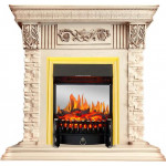 Fobos золото Электрокамин Luxemburg с очагом Fobos FX M / Majestic FX M Слоновая кость (RoyalFlame)
