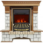 Aspen золото Электрокамин Pierre Luxe угловой белый с очагом Aspen Black / Brass Дуб (RoyalFlame)