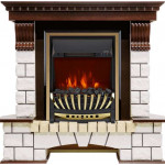 Aspen золото Электрокамин Pierre Luxe угловой белый с очагом Aspen Black / Brass Темный дуб (RoyalFlame)