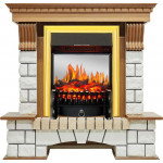 Fobos золото Электрокамин Pierre Luxe угловой белый с очагом Fobos FX M / Majestic FX M Дуб (RoyalFlame)