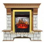 Majestic  золото Электрокамин Pierre Luxe угловой белый с очагом Fobos FX M / Majestic FX M Дуб (RoyalFlame)