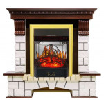 Majestic  золото Электрокамин Pierre Luxe угловой белый с очагом Fobos FX M / Majestic FX M Темный дуб (RoyalFlame)