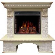 Электрокамин Pierre Luxe мелкий сланец с очагом Vision 23 LED FX Слоновая кость (Royal Flame)