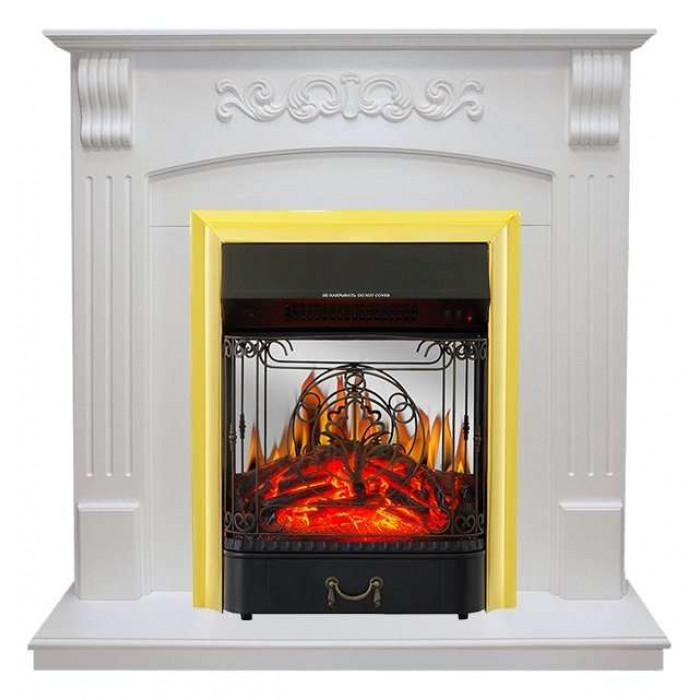 Majestic золото Электрокамин Sorrento с очагом Fobos FX M / Majestic FX M Белый (RoyalFlame)