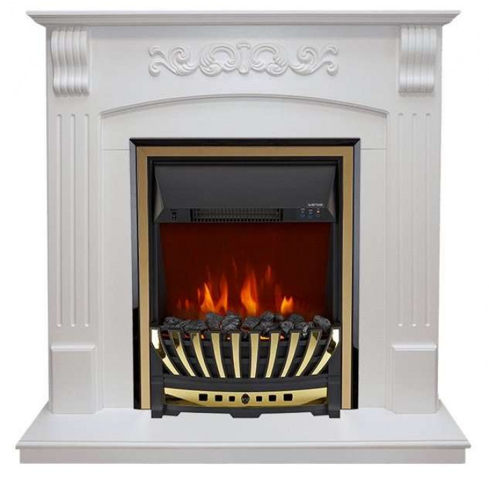 Aspen золото Электрокамин Sorrento с очагом Aspen Black / Brass Белый (RoyalFlame)