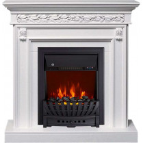 Электрокамин Valletta с очагом Aspen Black / Brass Белый (RoyalFlame)