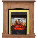 Majestic золото Электрокамин Barcelona с очагом Fobos FX M / Majestic FX M Дуб табачный (RoyalFlame)