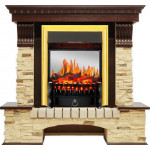 Fobos золото Электрокамин Pierre Luxe угловой сланец с очагом Fobos FX M / Majestic FX M Темный дуб (RoyalFlame)