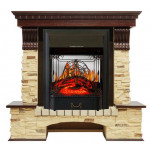 Majestic черный Электрокамин Pierre Luxe угловой сланец с очагом Fobos FX M / Majestic FX M Темный дуб (RoyalFlame)