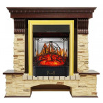 Majestic  золото Электрокамин Pierre Luxe угловой сланец с очагом Fobos FX M / Majestic FX M Темный дуб (RoyalFlame)